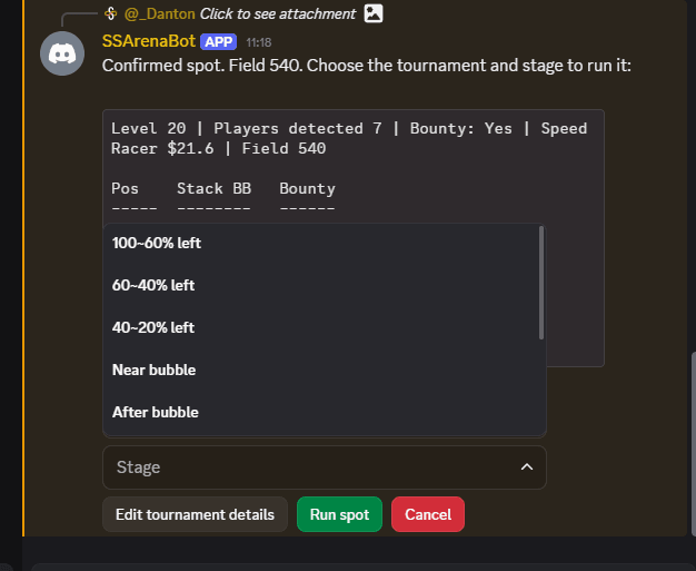 Choosing tournament and stage